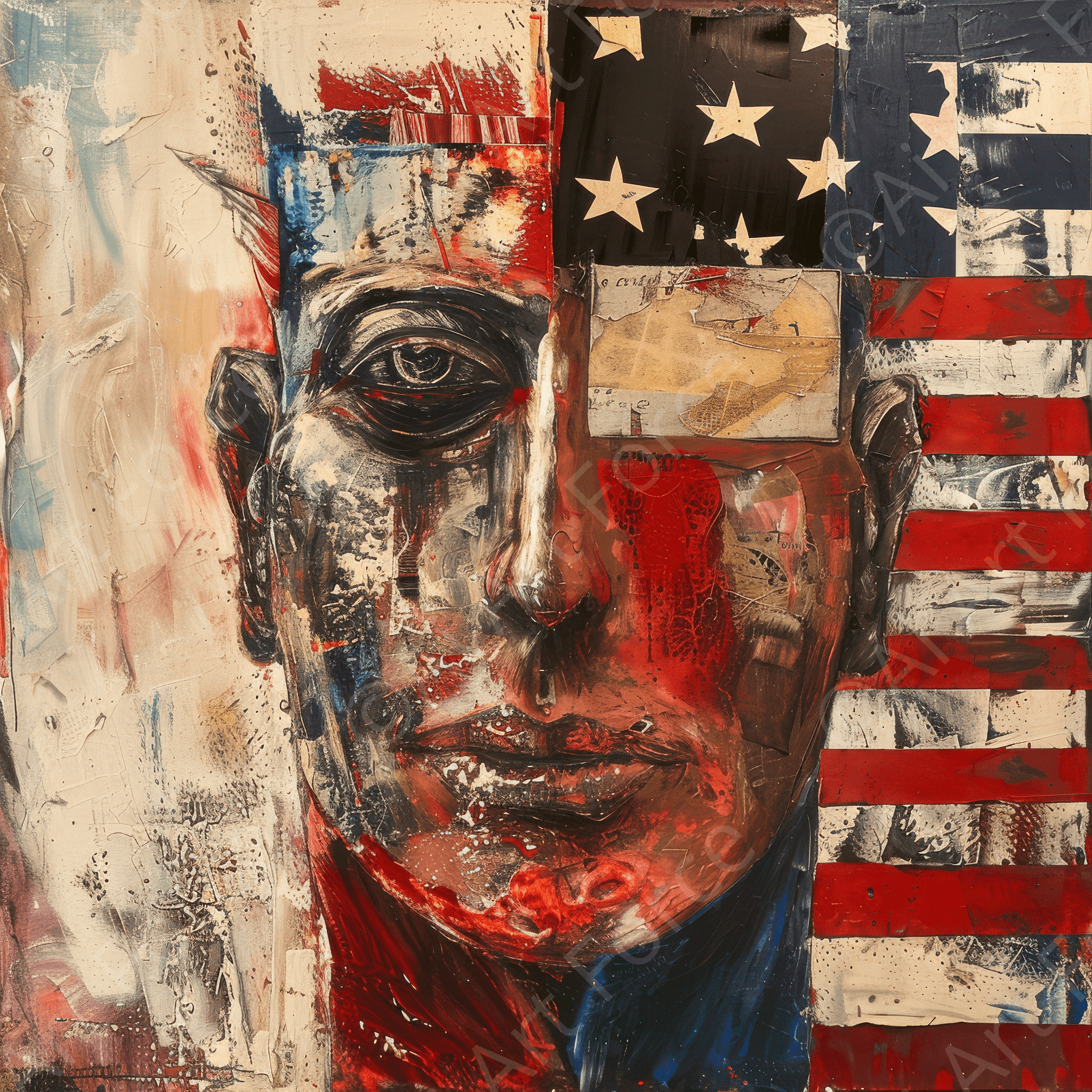 Digital Ai Artwork, of Expressionism art style American ancestors, ideal for art enthusiasts and collectors.