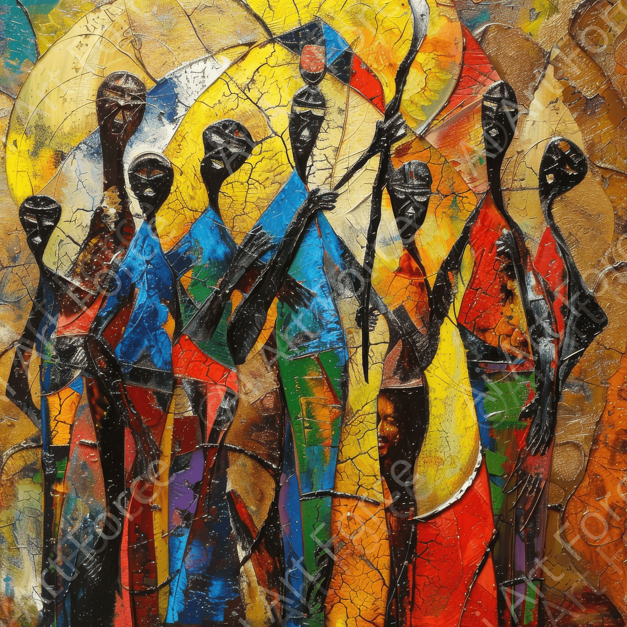 Digital Ai Artwork, of Expressionism art style Ugandas ancestors, ideal for art enthusiasts and collectors.