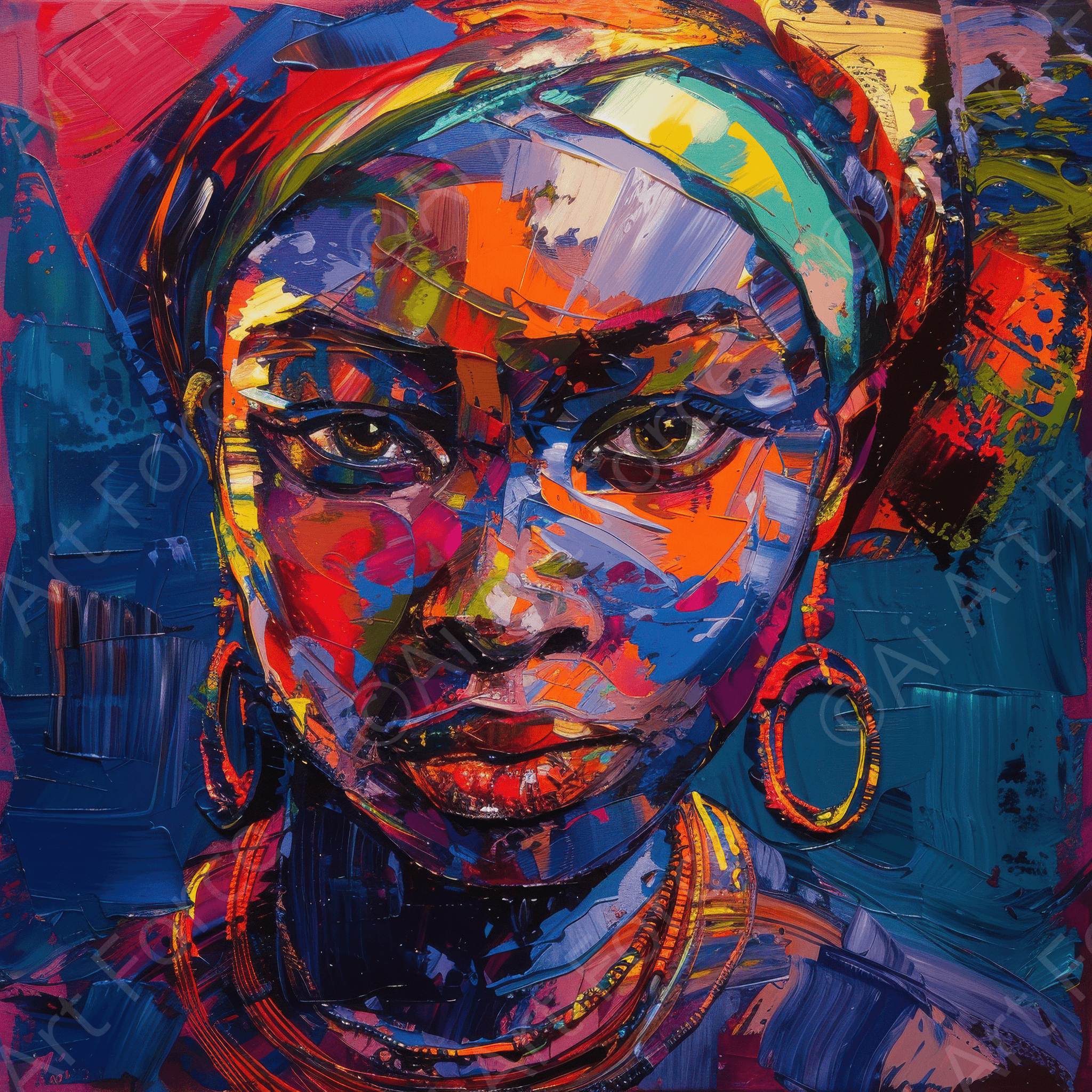 Digital Ai Artwork, of Expressionism art style Ugandas ancestors female, ideal for art enthusiasts and collectors.