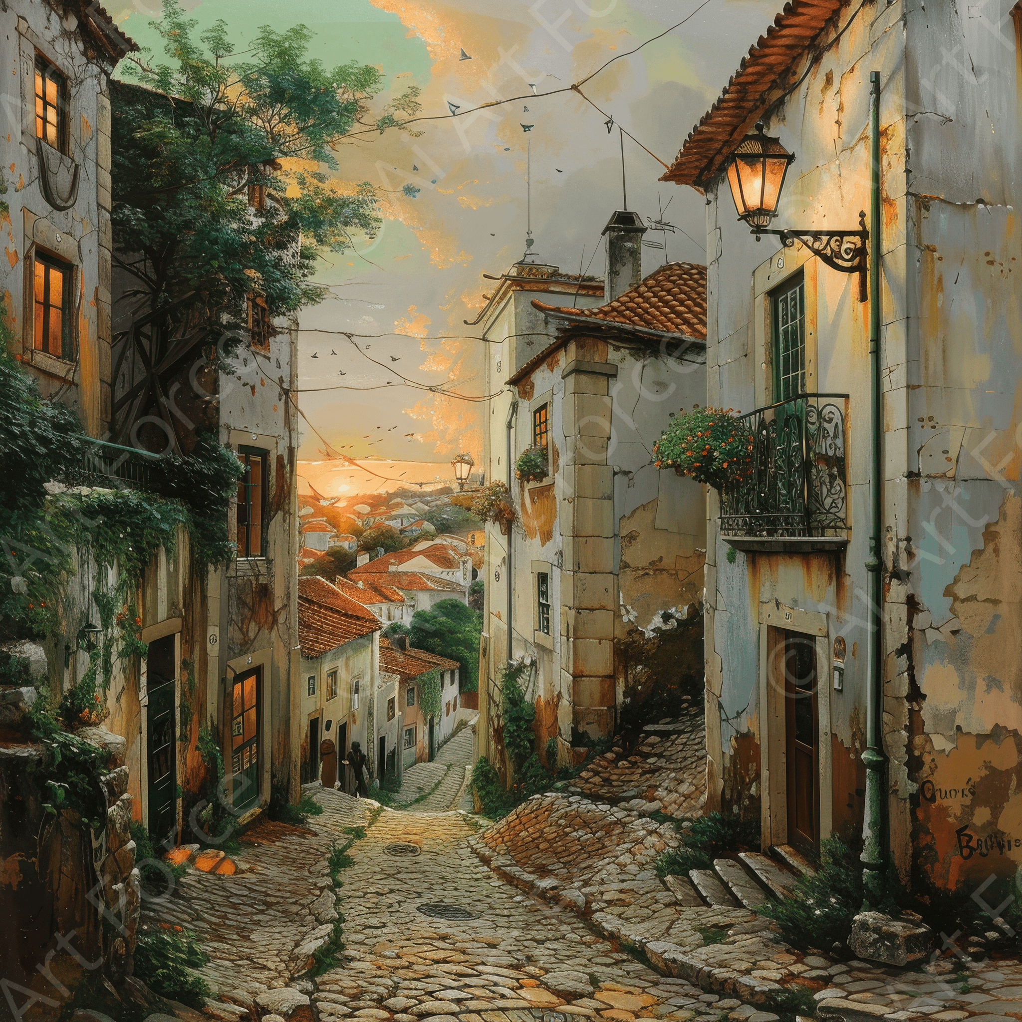 Digital Ai Artwork, of Romanticism art style culture of Portugal 5, ideal for art enthusiasts and collectors.
