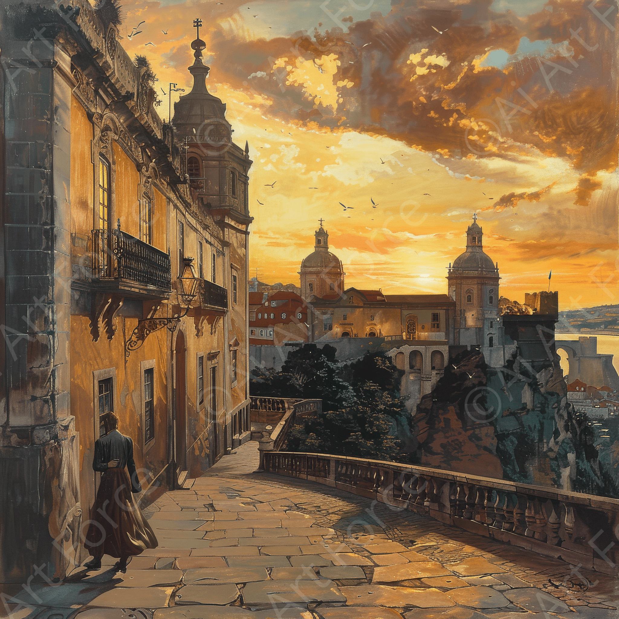 Digital Ai Artwork, of Romanticism art style culture of Portugal 6, ideal for art enthusiasts and collectors.