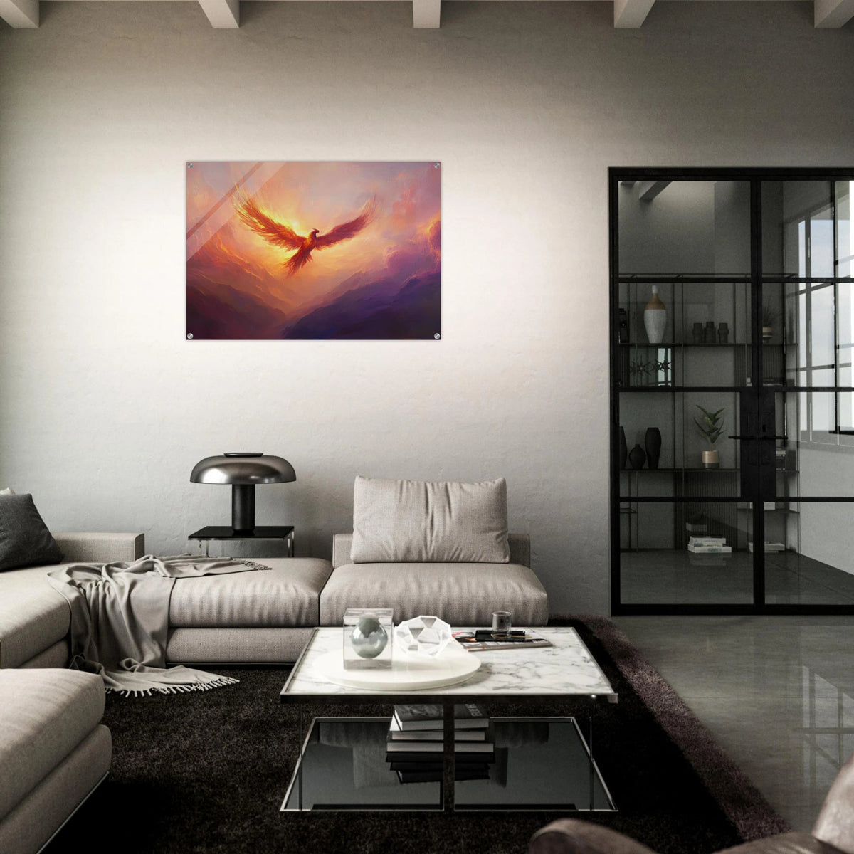 A celestial phoenix soars above a misty valley - Shop Ai Art WebShop - Digital Art online Store