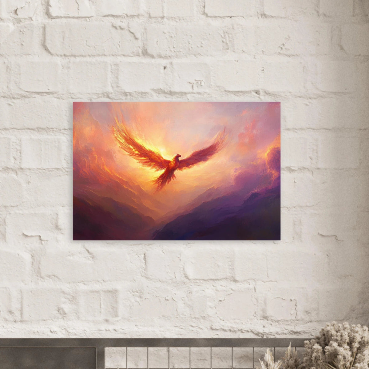 A celestial phoenix soars above a misty valley - Shop Ai Art WebShop - Digital Art online Store