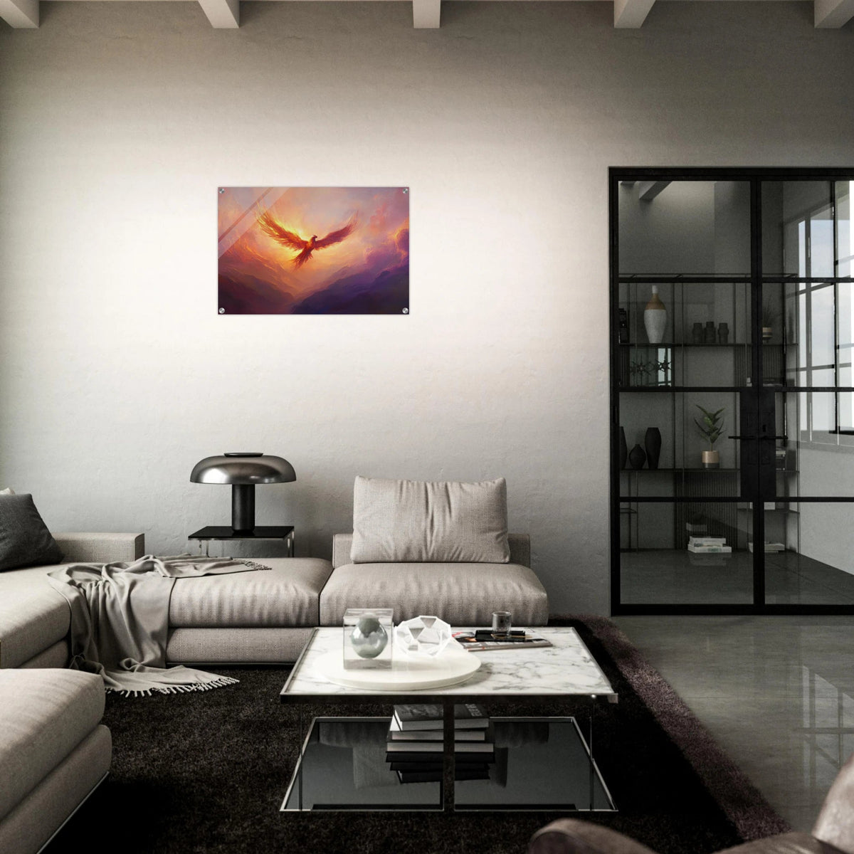 A celestial phoenix soars above a misty valley - Shop Ai Art WebShop - Digital Art online Store