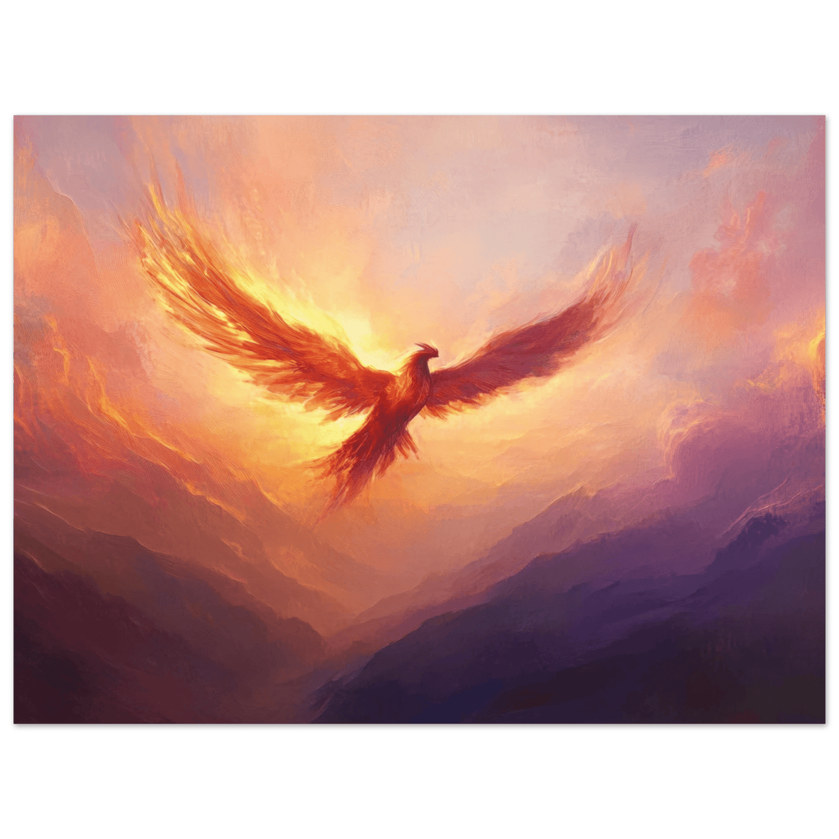 A celestial phoenix soars above a misty valley - Shop Ai Art WebShop - Digital Art online Store