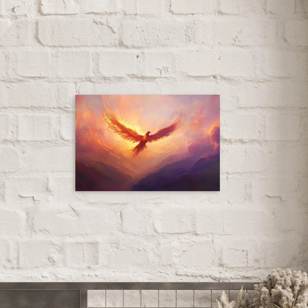 A celestial phoenix soars above a misty valley - Shop Ai Art WebShop - Digital Art online Store