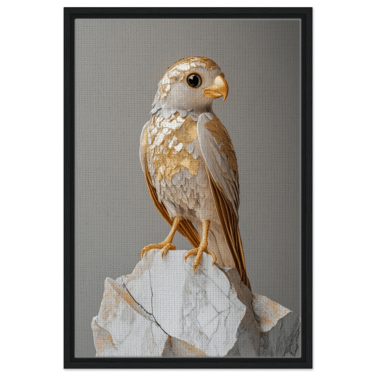 A golden bird sitting on a rock - Shop Ai Art WebShop - Digital Art online Store