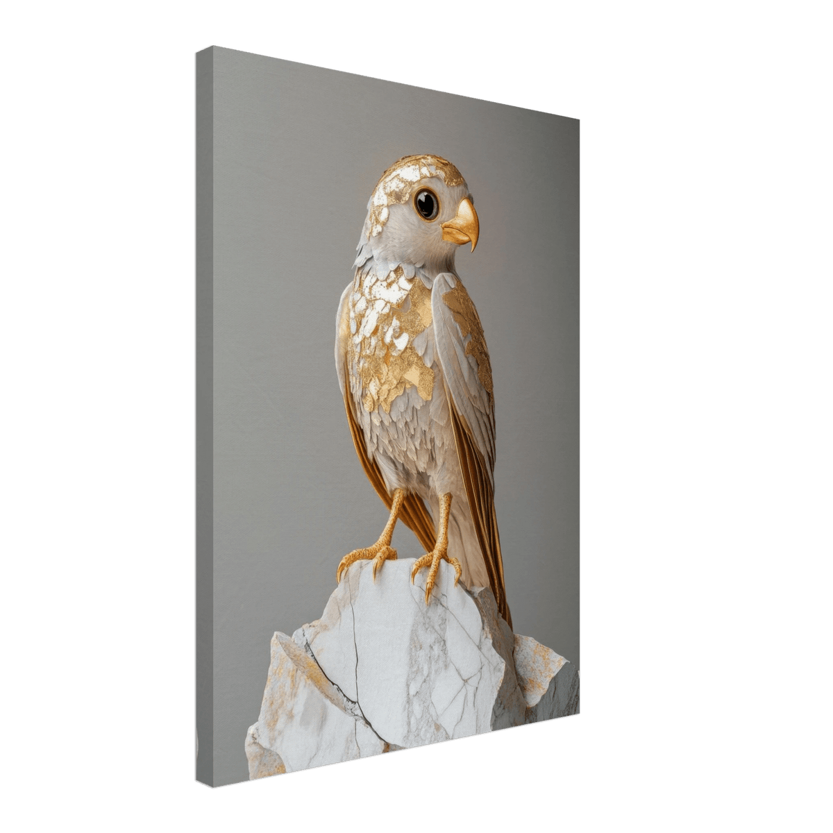 A golden bird sitting on a rock - Shop Ai Art WebShop - Digital Art online Store