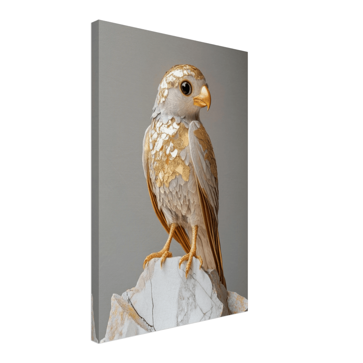 A golden bird sitting on a rock - Shop Ai Art WebShop - Digital Art online Store