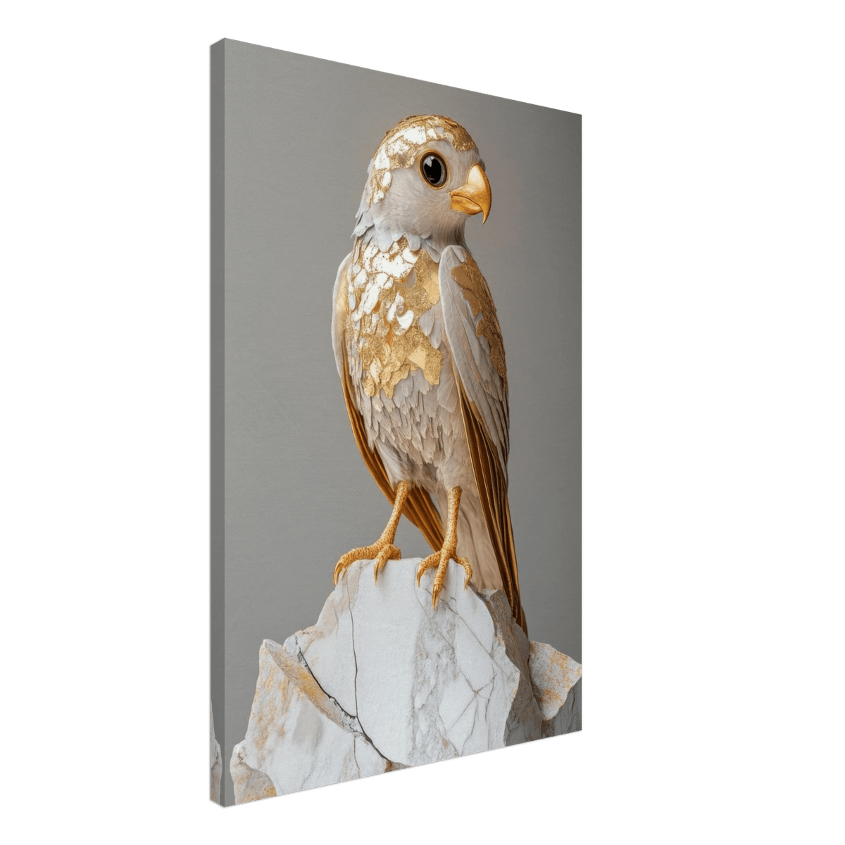 A golden bird sitting on a rock - Shop Ai Art WebShop - Digital Art online Store