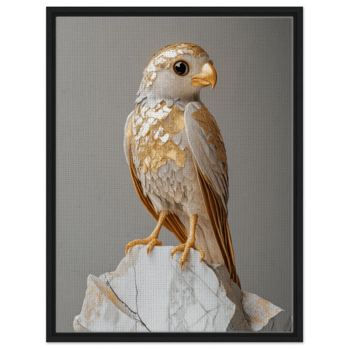 A golden bird sitting on a rock - Shop Ai Art WebShop - Digital Art online Store