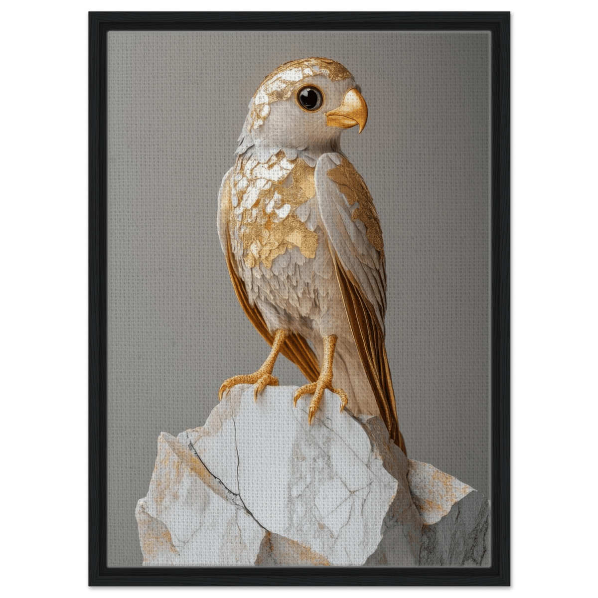 A golden bird sitting on a rock - Shop Ai Art WebShop - Digital Art online Store
