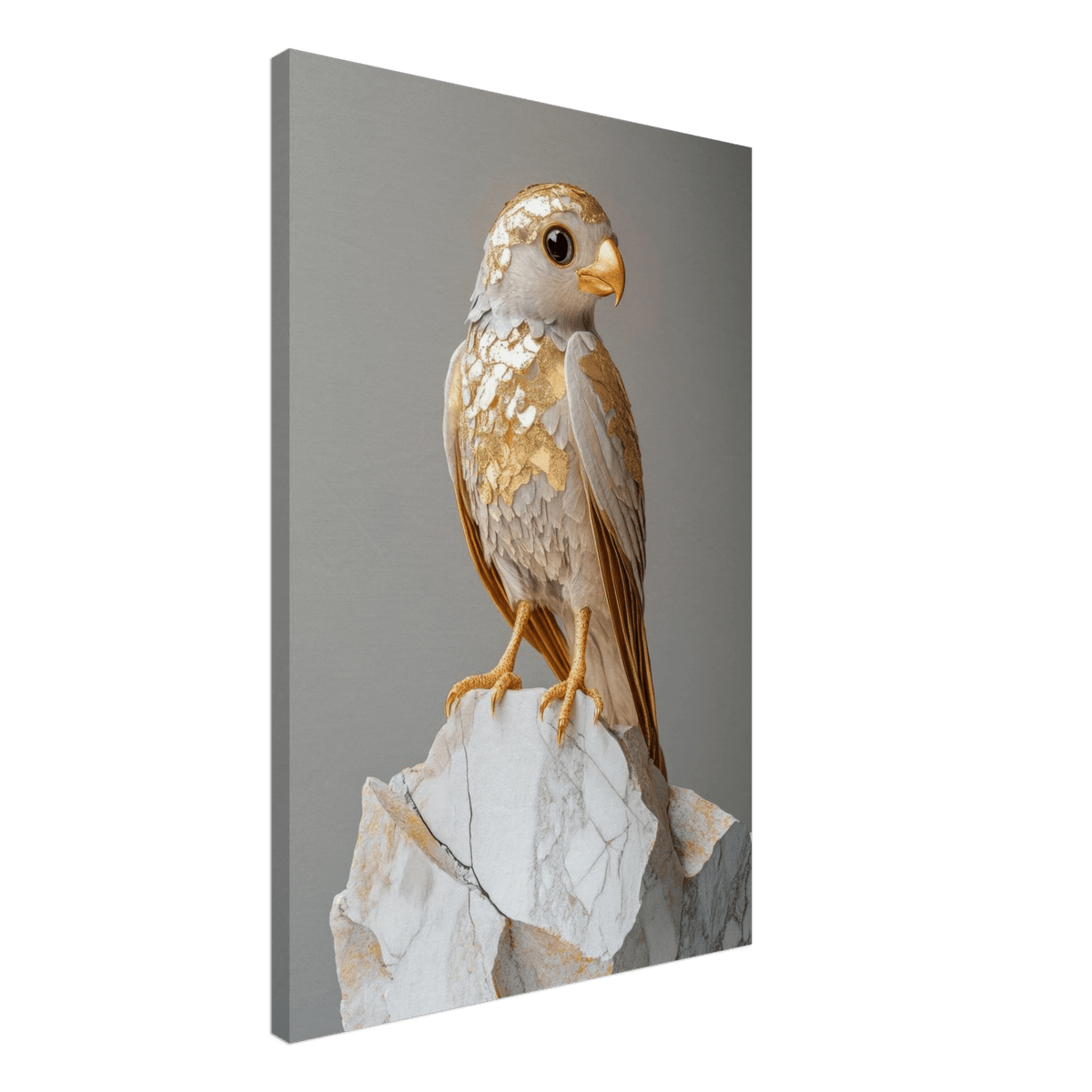 A golden bird sitting on a rock - Shop Ai Art WebShop - Digital Art online Store