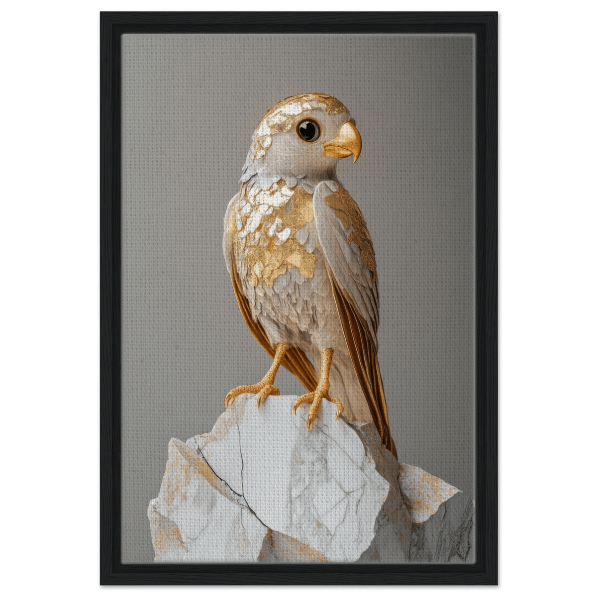 A golden bird sitting on a rock - Shop Ai Art WebShop - Digital Art online Store