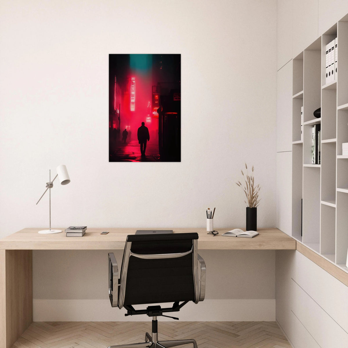 A lone detective in a neon street - Shop Ai Art WebShop - Digital Art online Store
