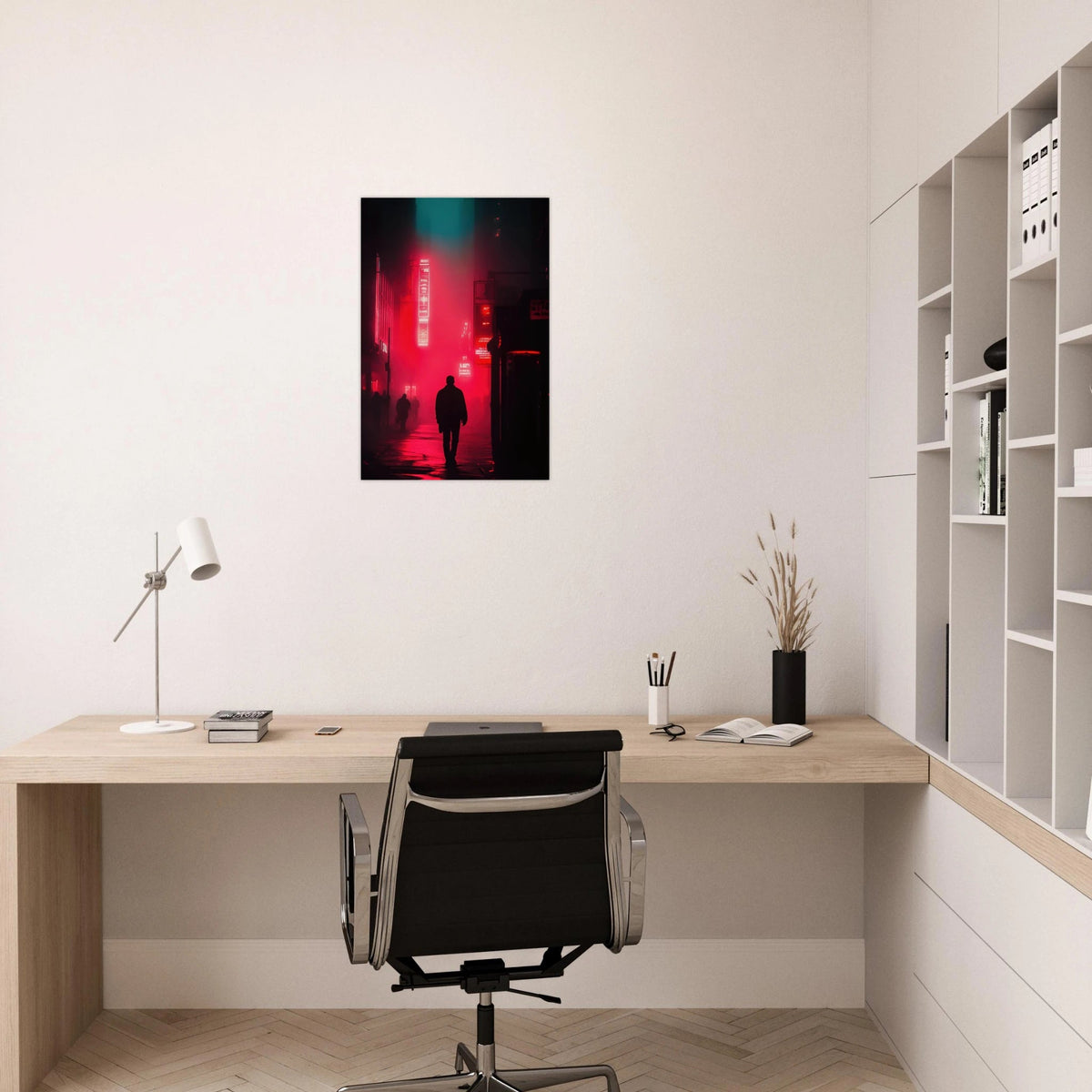 A lone detective in a neon street - Shop Ai Art WebShop - Digital Art online Store