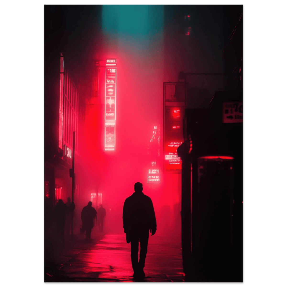 A lone detective in a neon street - Shop Ai Art WebShop - Digital Art online Store