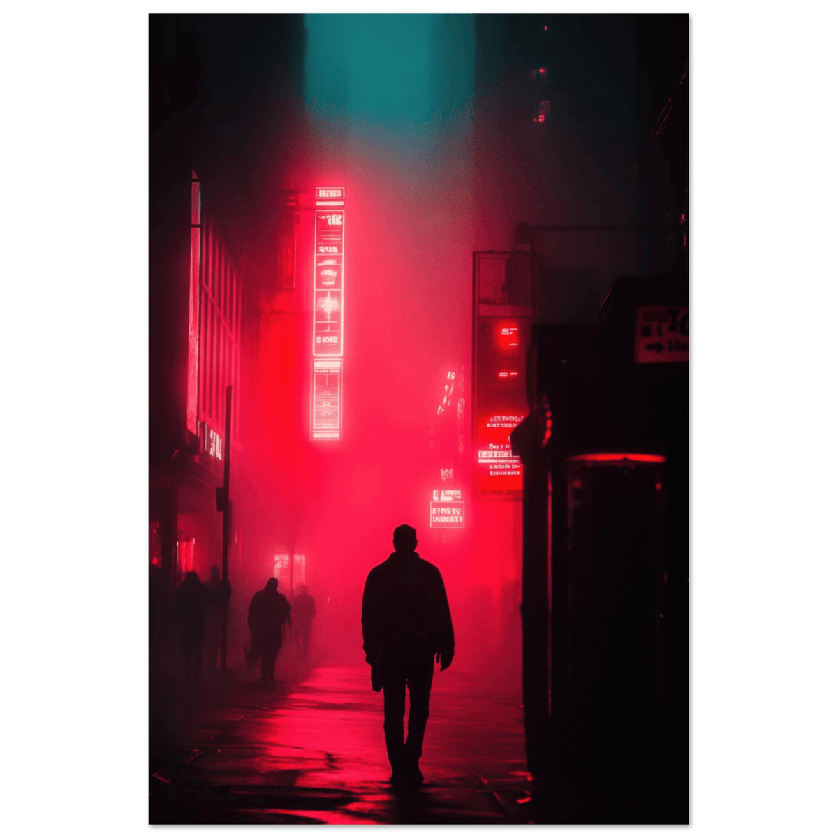 A lone detective in a neon street - Shop Ai Art WebShop - Digital Art online Store