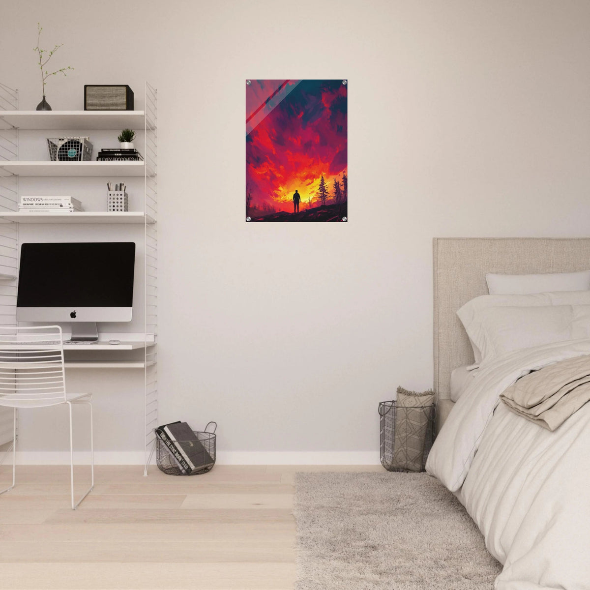 A lone figure stands before an apocalyptic sunse 1 - Shop Ai Art WebShop - Digital Art online Store