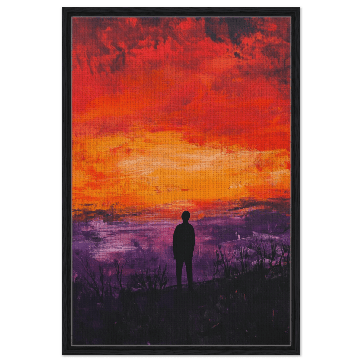 A lone figure stands before an apocalyptic sunse 2 - Shop Ai Art WebShop - Digital Art online Store