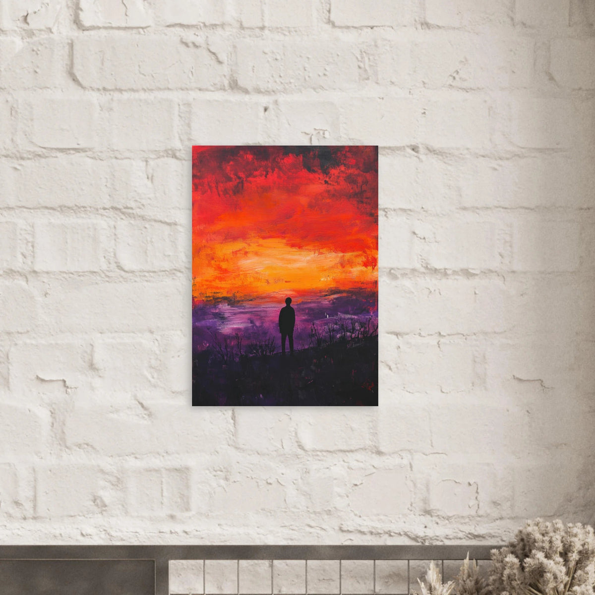 A lone figure stands before an apocalyptic sunse 2 - Shop Ai Art WebShop - Digital Art online Store