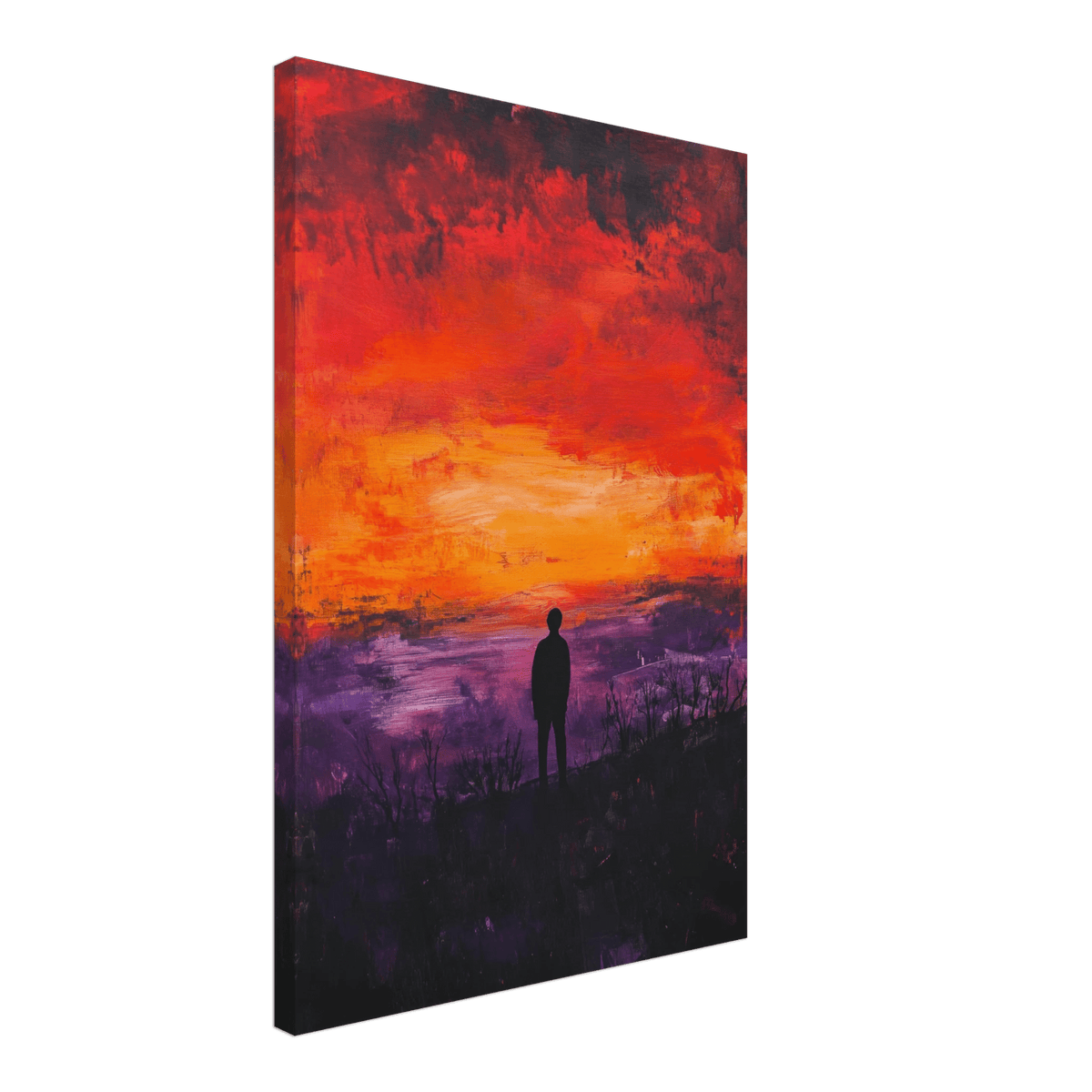 A lone figure stands before an apocalyptic sunse 2 - Shop Ai Art WebShop - Digital Art online Store