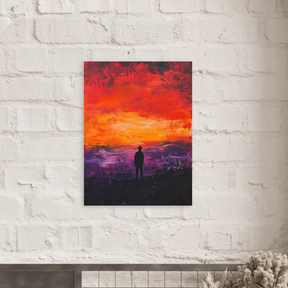 A lone figure stands before an apocalyptic sunse 2 - Shop Ai Art WebShop - Digital Art online Store