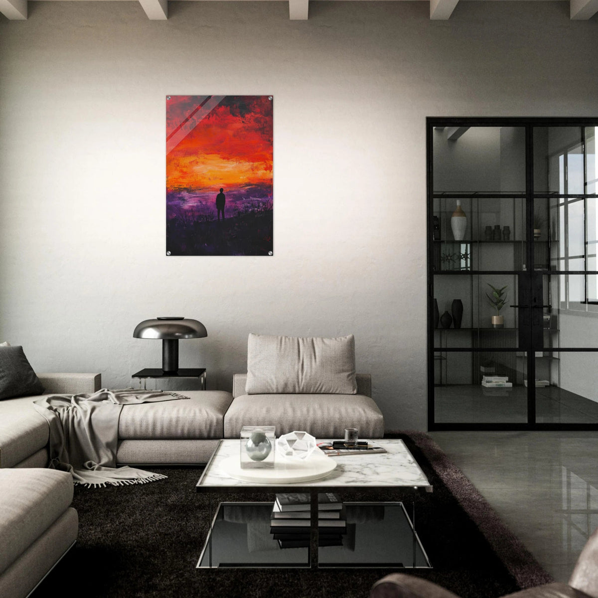 A lone figure stands before an apocalyptic sunse 2 - Shop Ai Art WebShop - Digital Art online Store