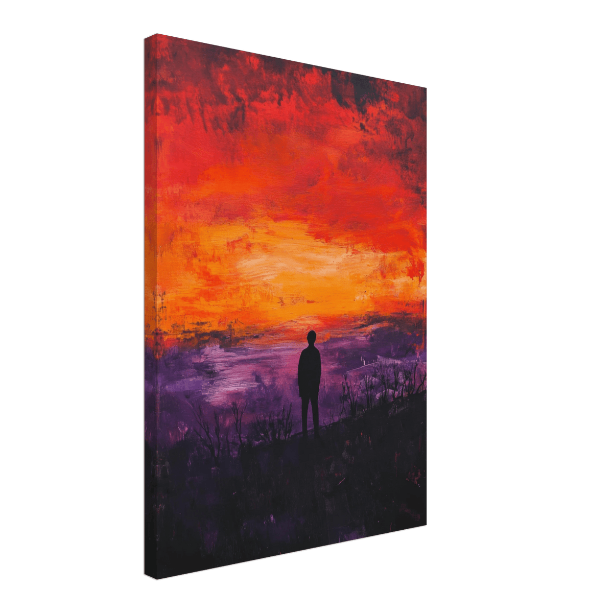 A lone figure stands before an apocalyptic sunse 2 - Shop Ai Art WebShop - Digital Art online Store