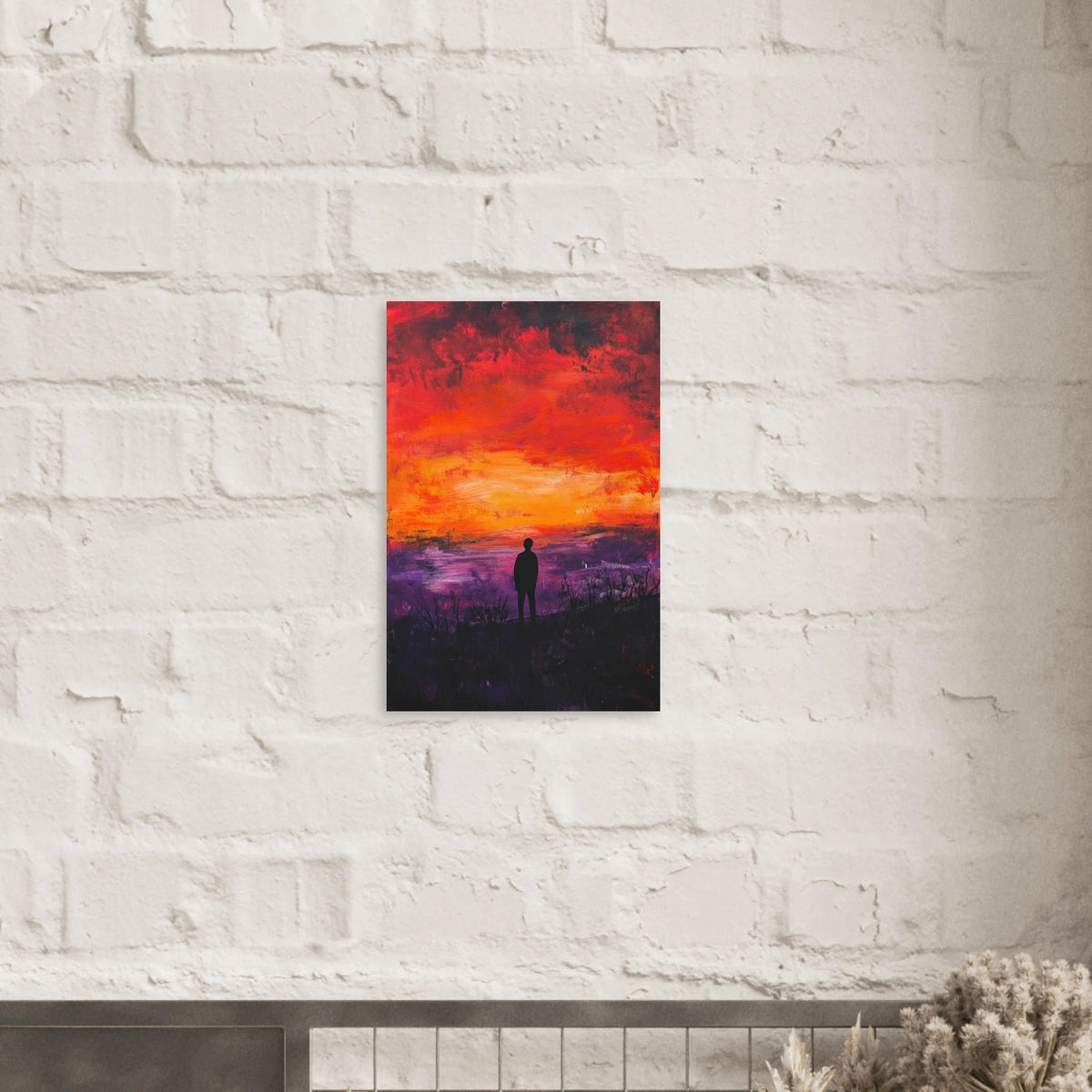 A lone figure stands before an apocalyptic sunse 2 - Shop Ai Art WebShop - Digital Art online Store