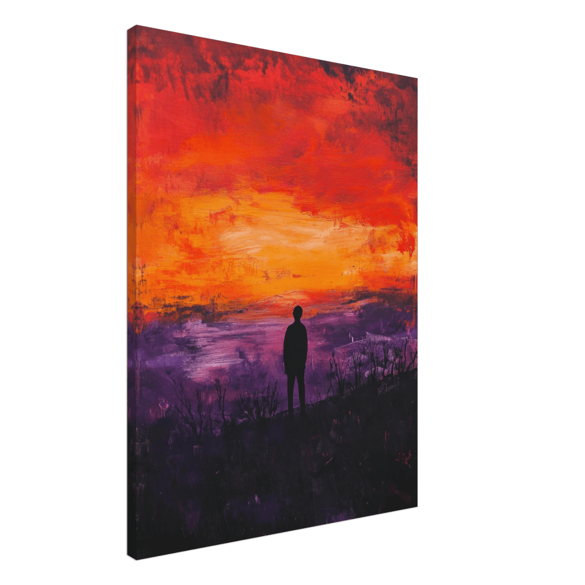 A lone figure stands before an apocalyptic sunse 2 - Shop Ai Art WebShop - Digital Art online Store