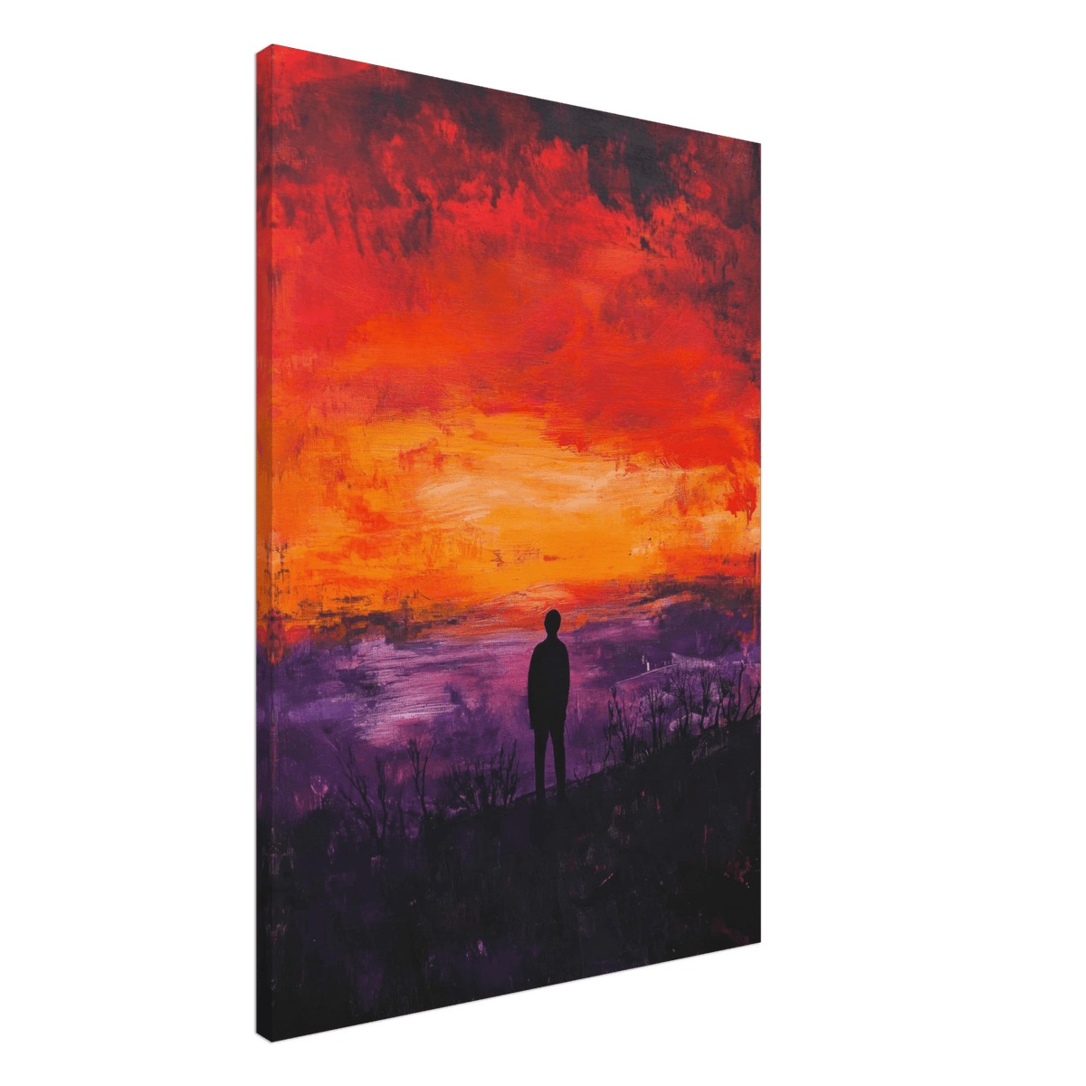 A lone figure stands before an apocalyptic sunse 2 - Shop Ai Art WebShop - Digital Art online Store