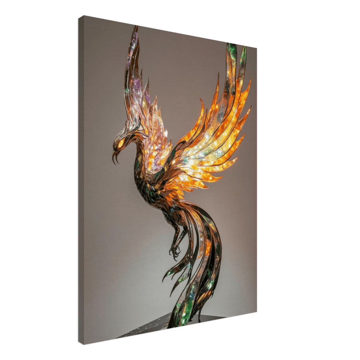 A metal fire opal Phoenix statue - Shop Ai Art WebShop - Digital Art online Store