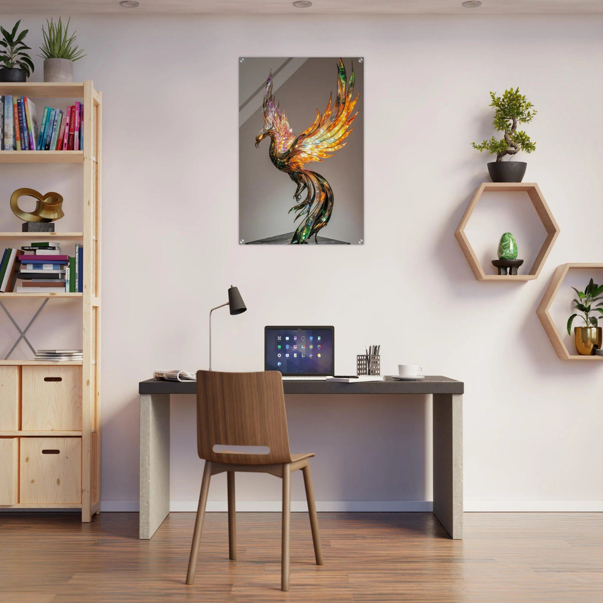A metal fire opal Phoenix statue - Shop Ai Art WebShop - Digital Art online Store