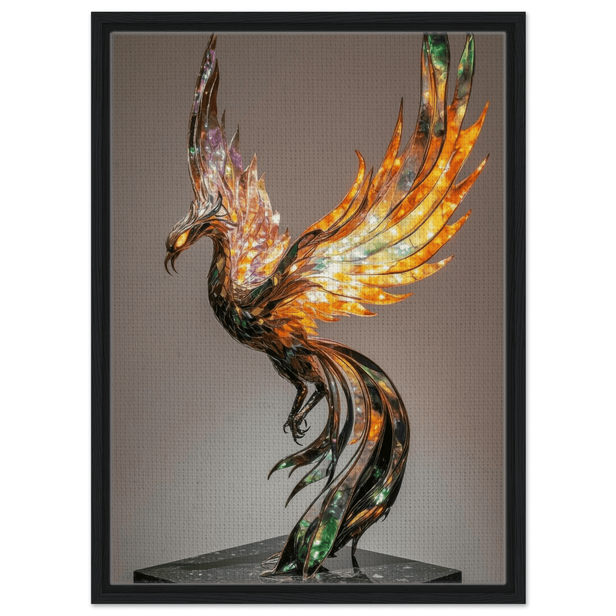 A metal fire opal Phoenix statue - Shop Ai Art WebShop - Digital Art online Store