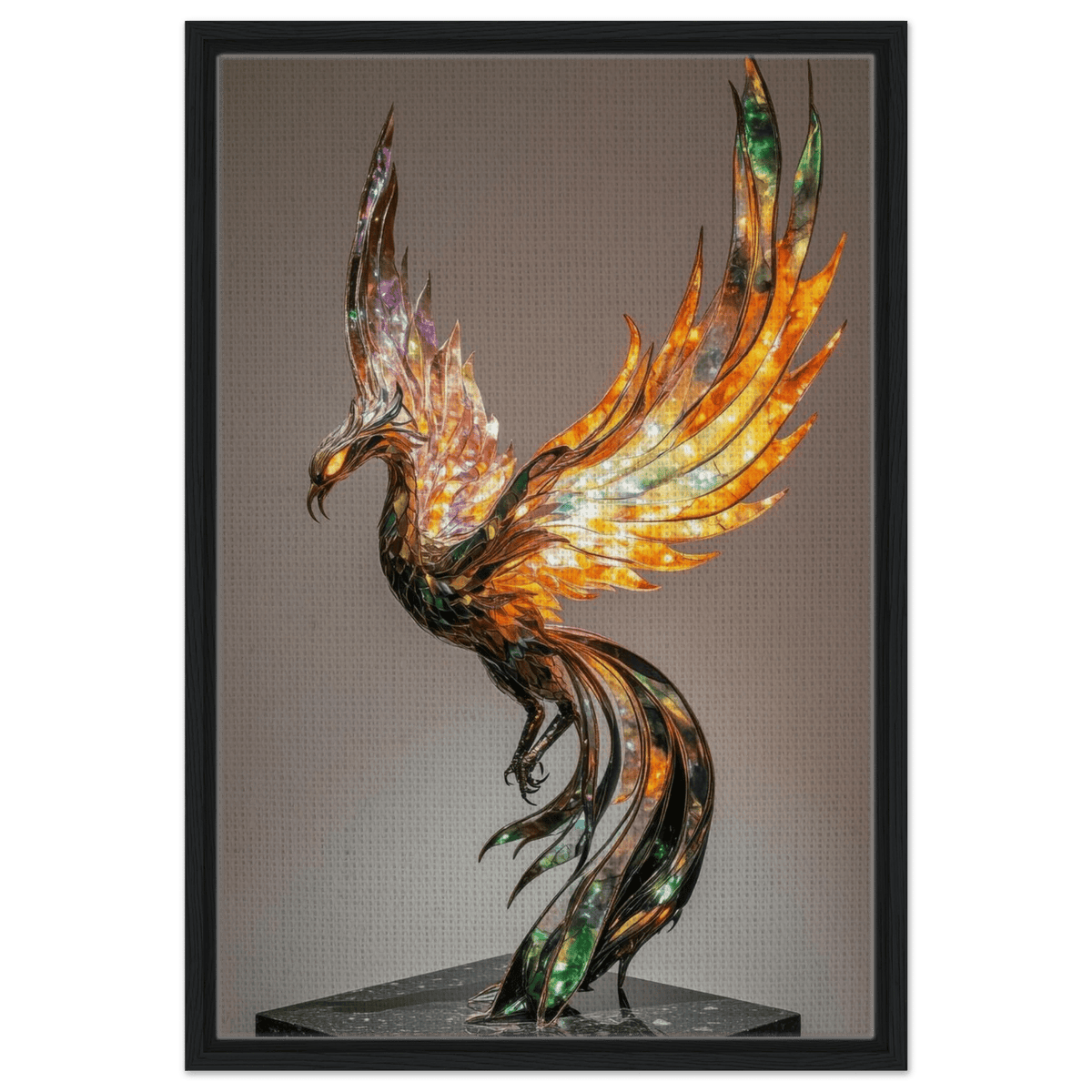 A metal fire opal Phoenix statue - Shop Ai Art WebShop - Digital Art online Store