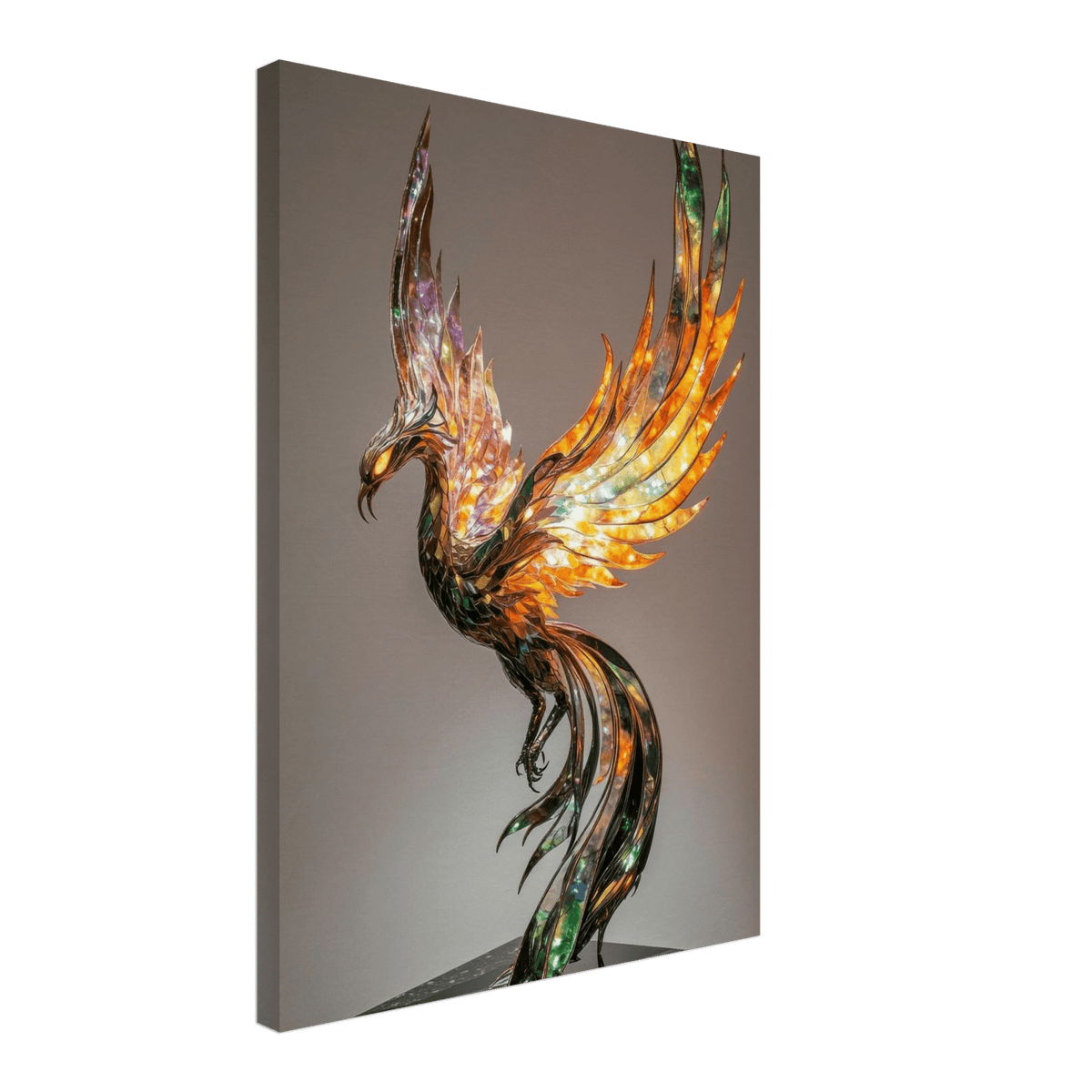 A metal fire opal Phoenix statue - Shop Ai Art WebShop - Digital Art online Store