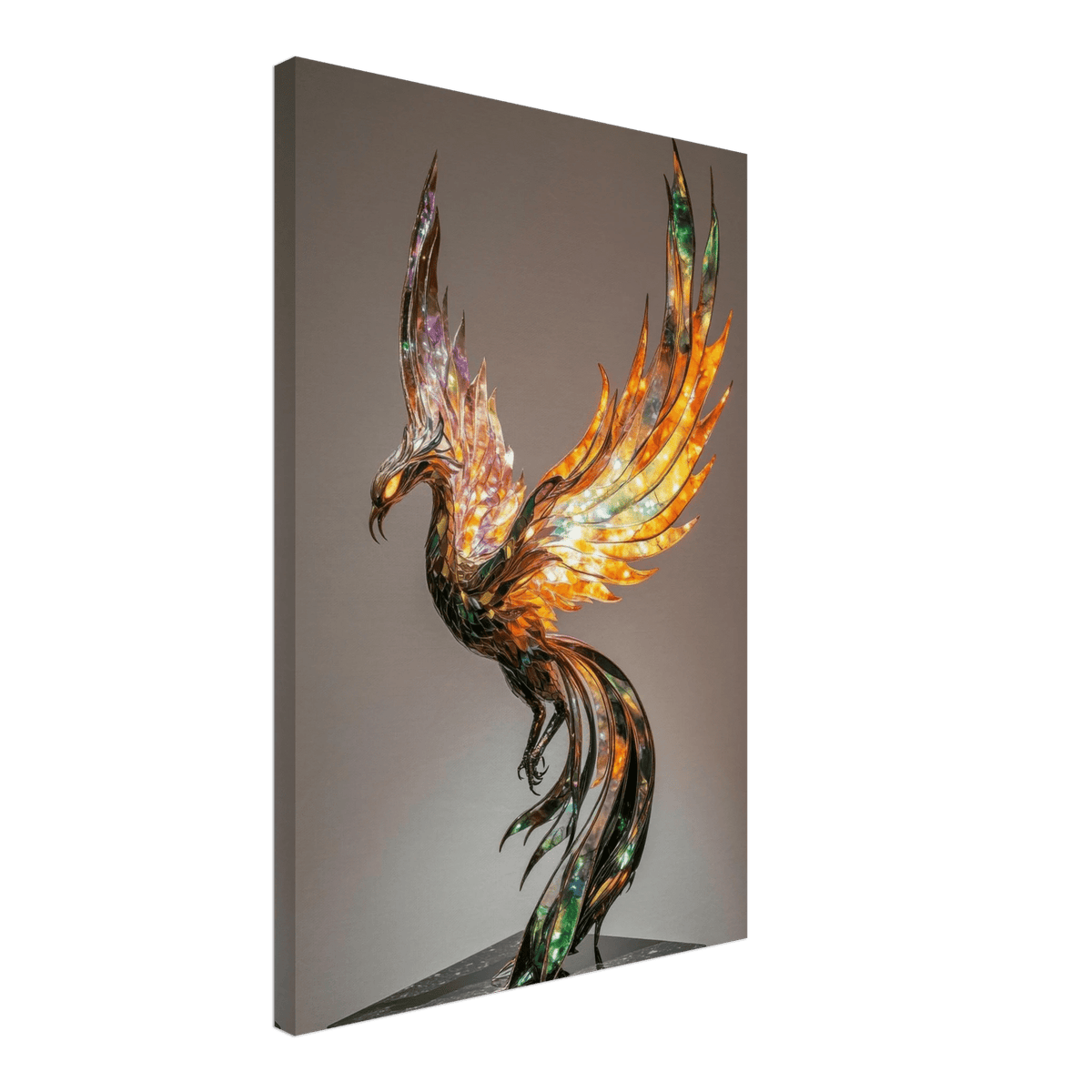 A metal fire opal Phoenix statue - Shop Ai Art WebShop - Digital Art online Store