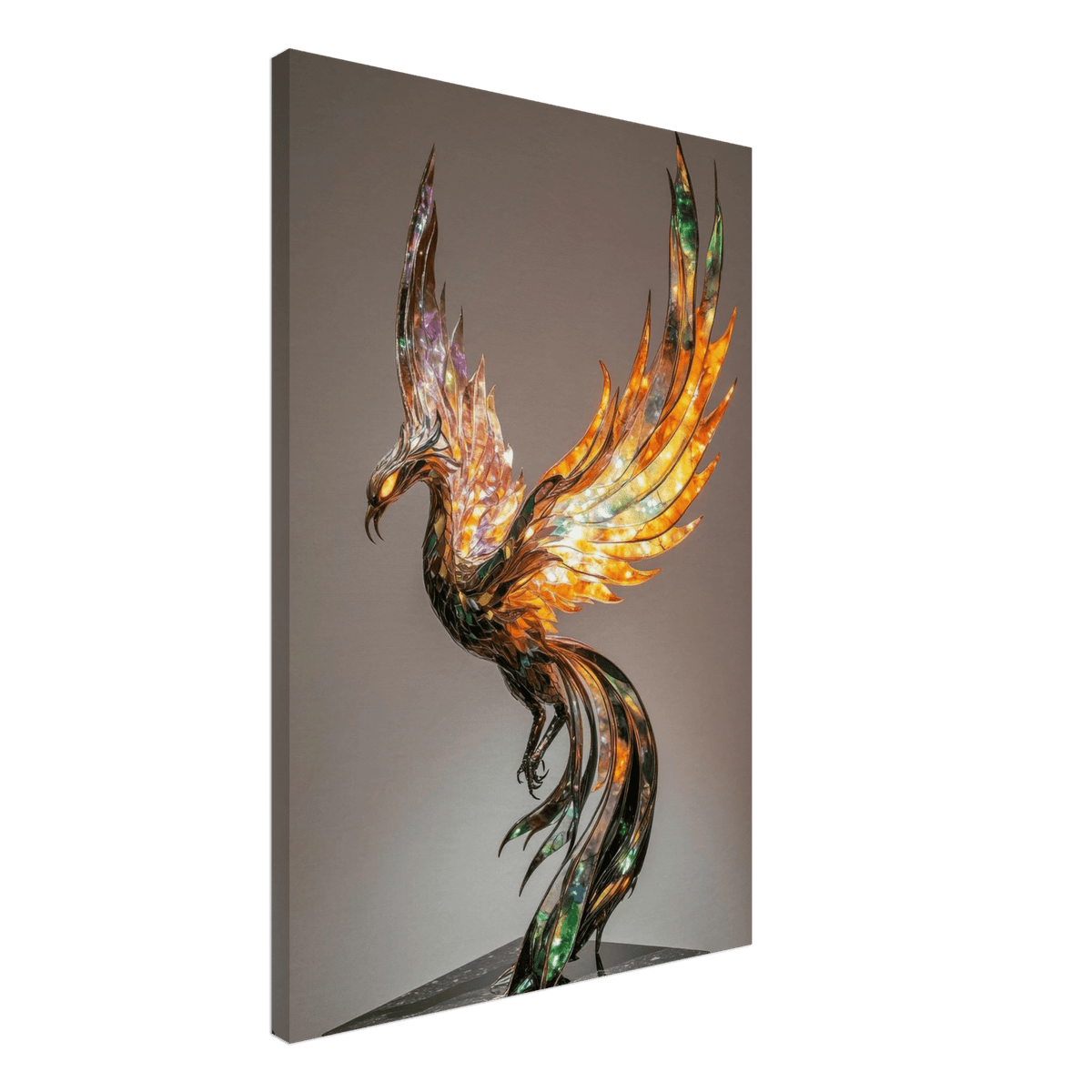 A metal fire opal Phoenix statue - Shop Ai Art WebShop - Digital Art online Store