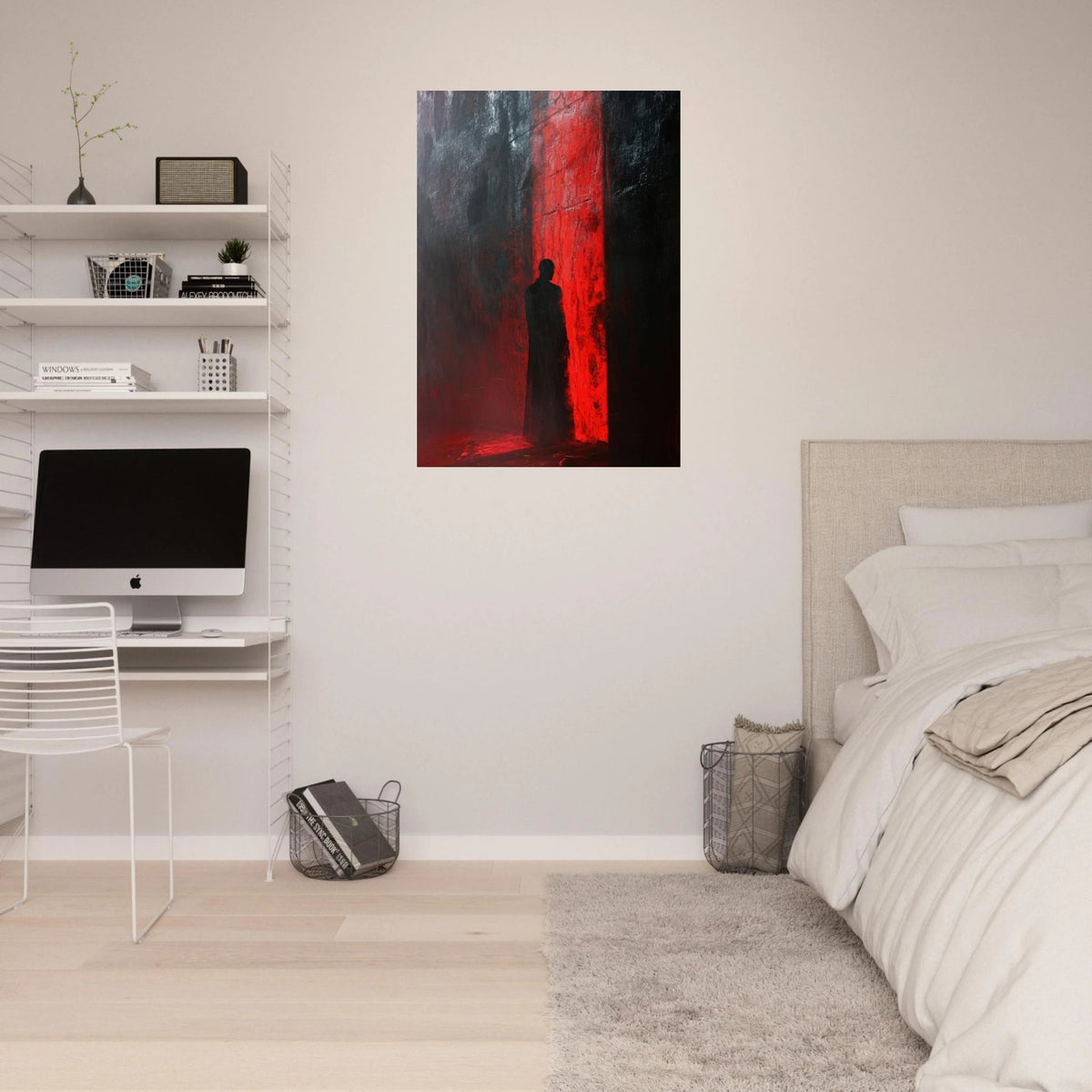 A mysterious figure with an elongated shadow sta 2 - Shop Ai Art WebShop - Digital Art online Store