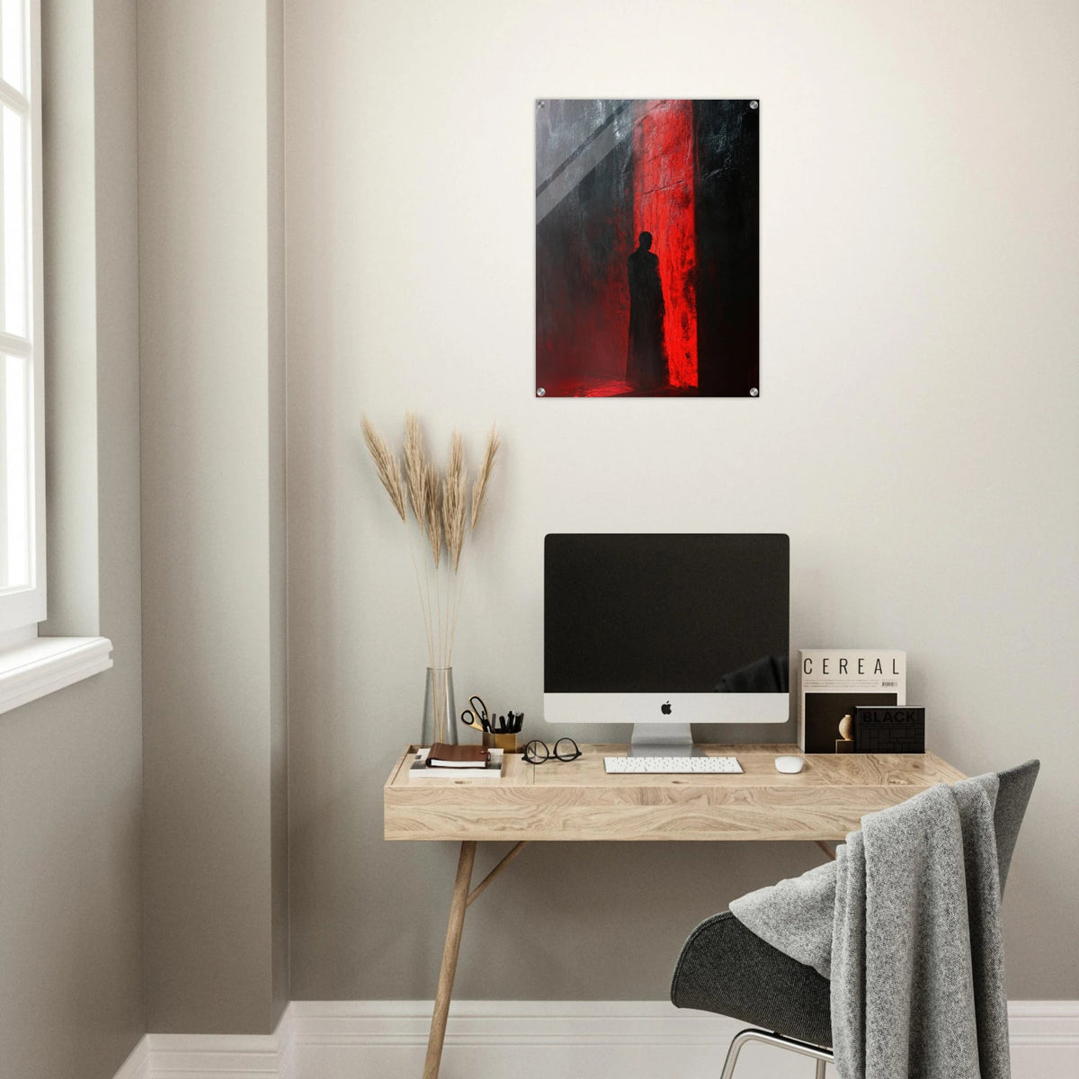 A mysterious figure with an elongated shadow sta 2 - Shop Ai Art WebShop - Digital Art online Store