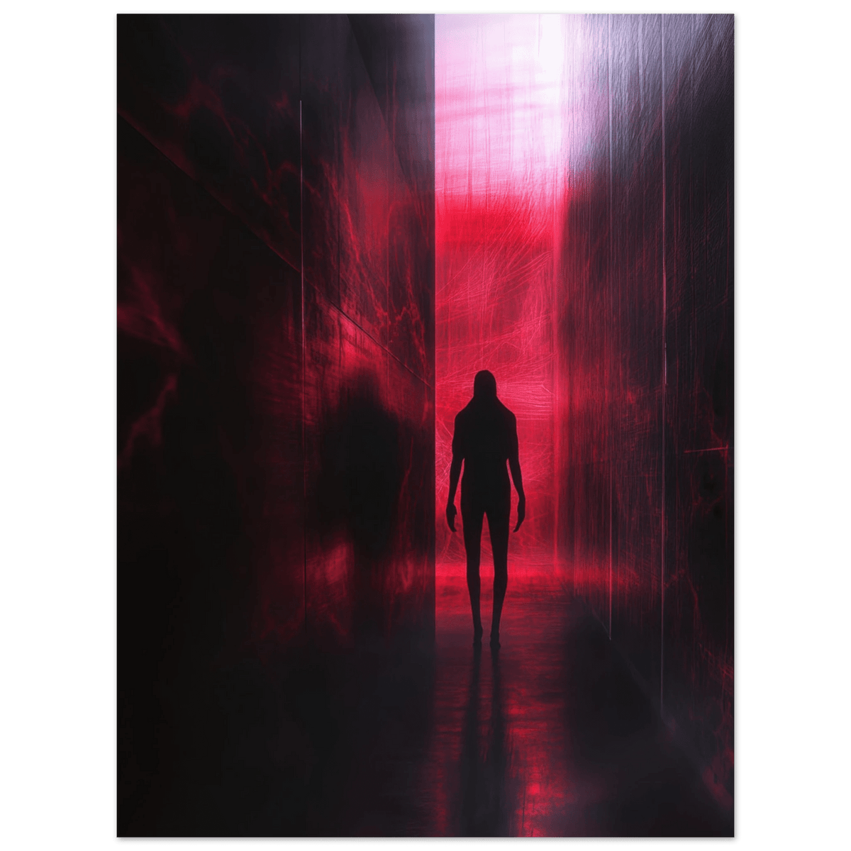 A mysterious figure with an elongated shadow sta - Shop Ai Art WebShop - Digital Art online Store