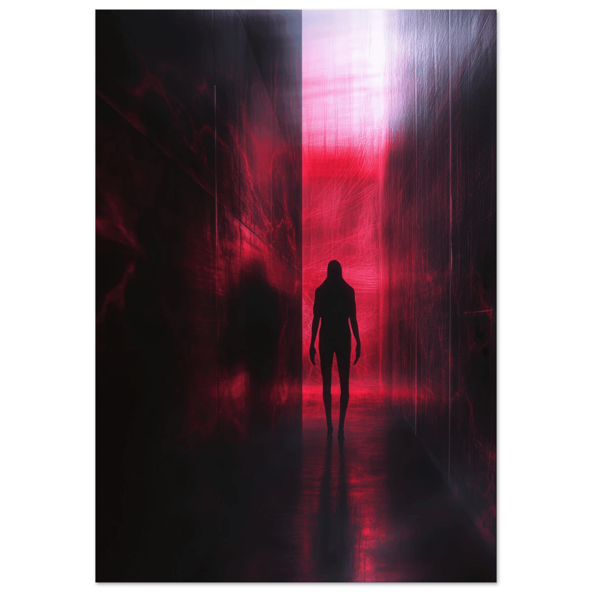 A mysterious figure with an elongated shadow sta - Shop Ai Art WebShop - Digital Art online Store