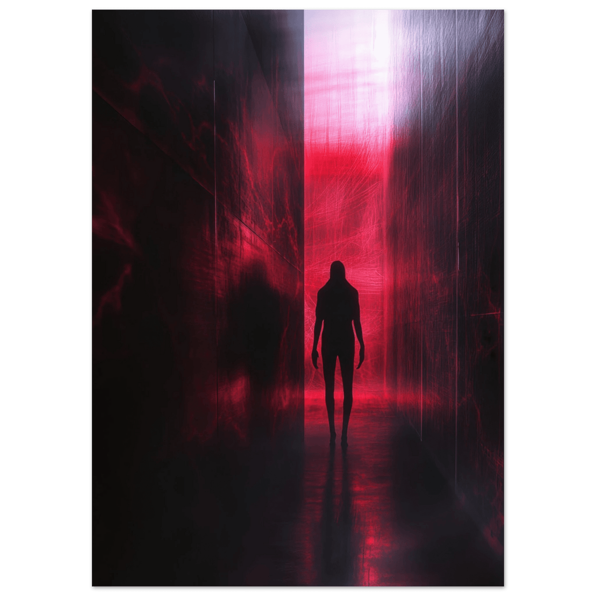A mysterious figure with an elongated shadow sta - Shop Ai Art WebShop - Digital Art online Store