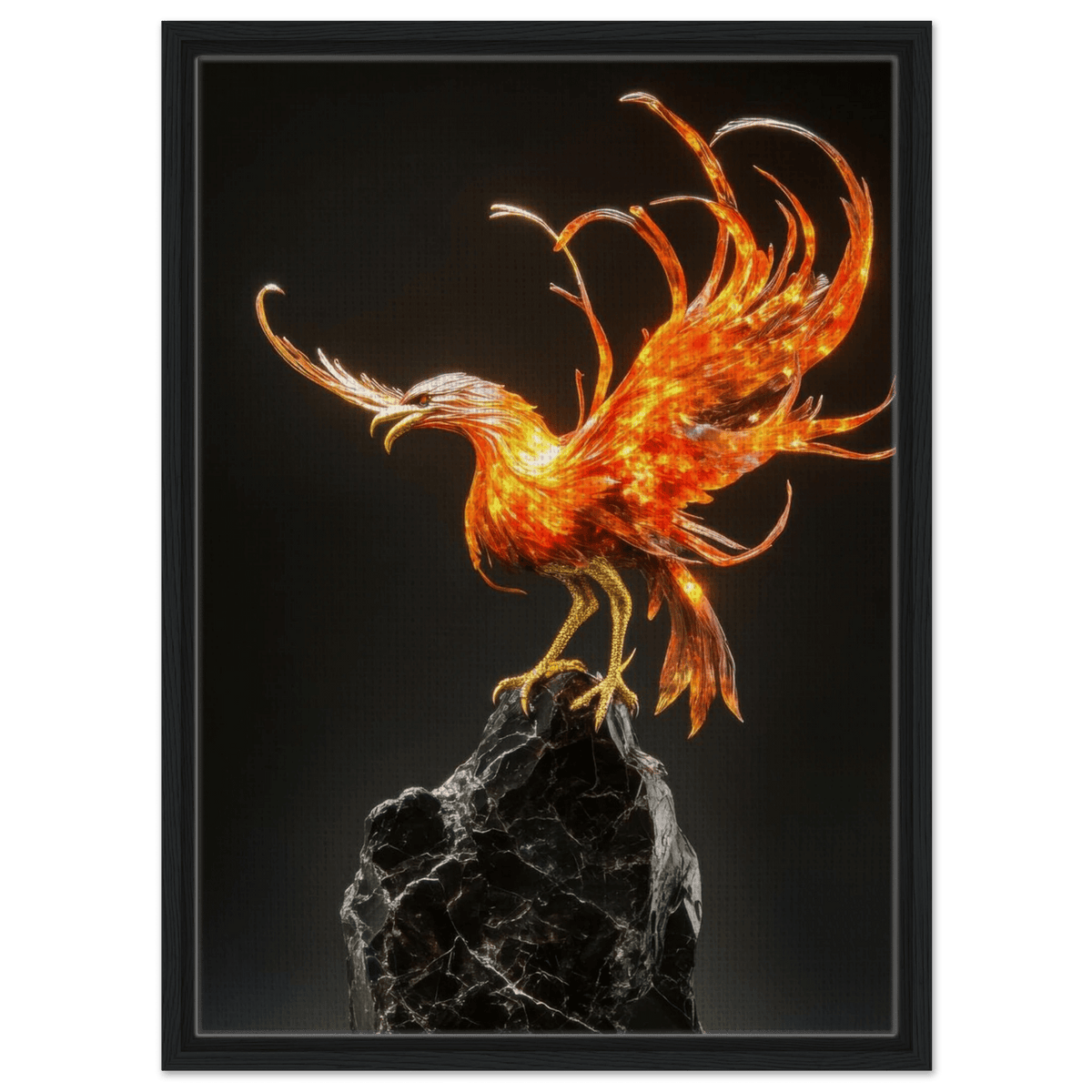 A sculpture of a bird on a rock - Shop Ai Art WebShop - Digital Art online Store