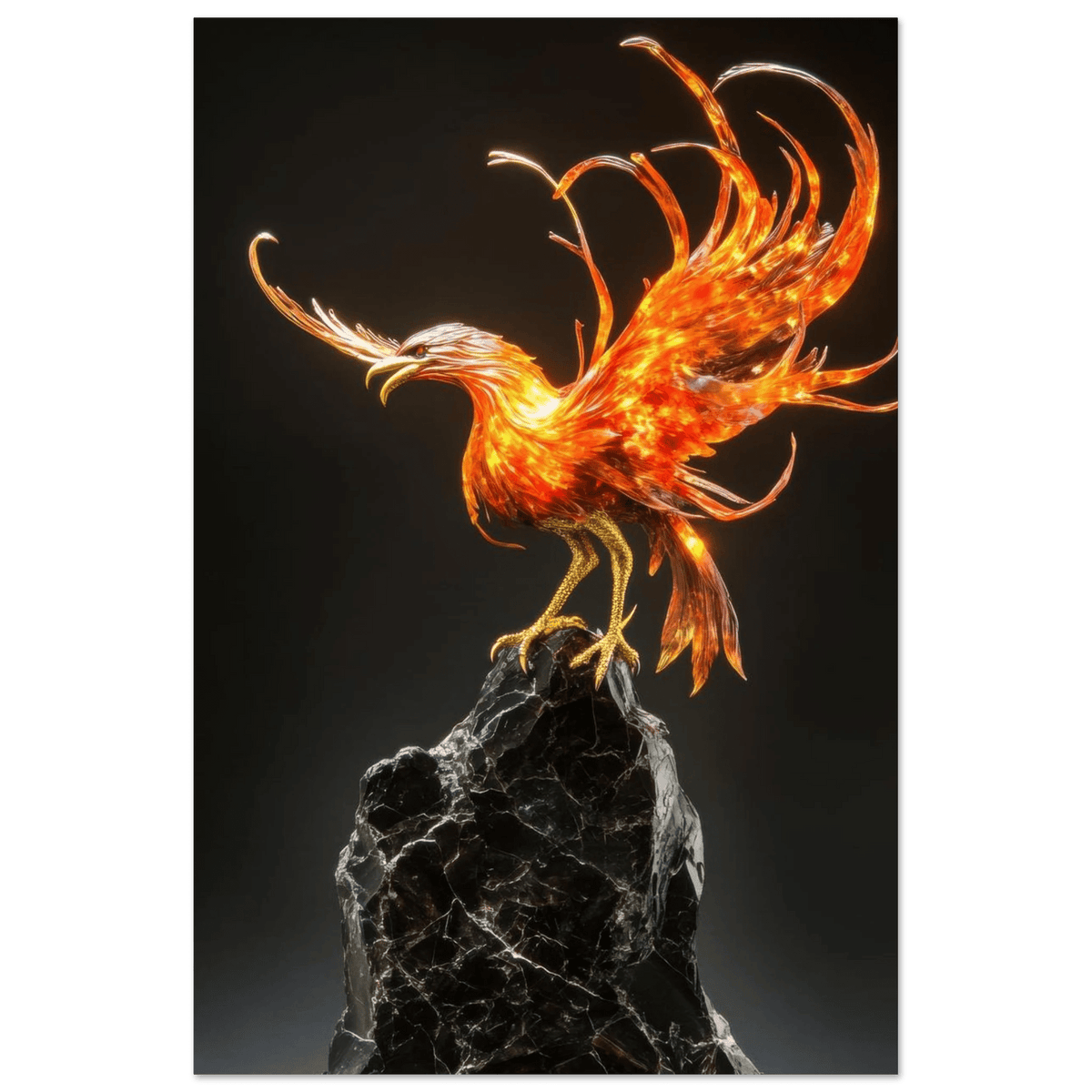 A sculpture of a bird on a rock - Shop Ai Art WebShop - Digital Art online Store