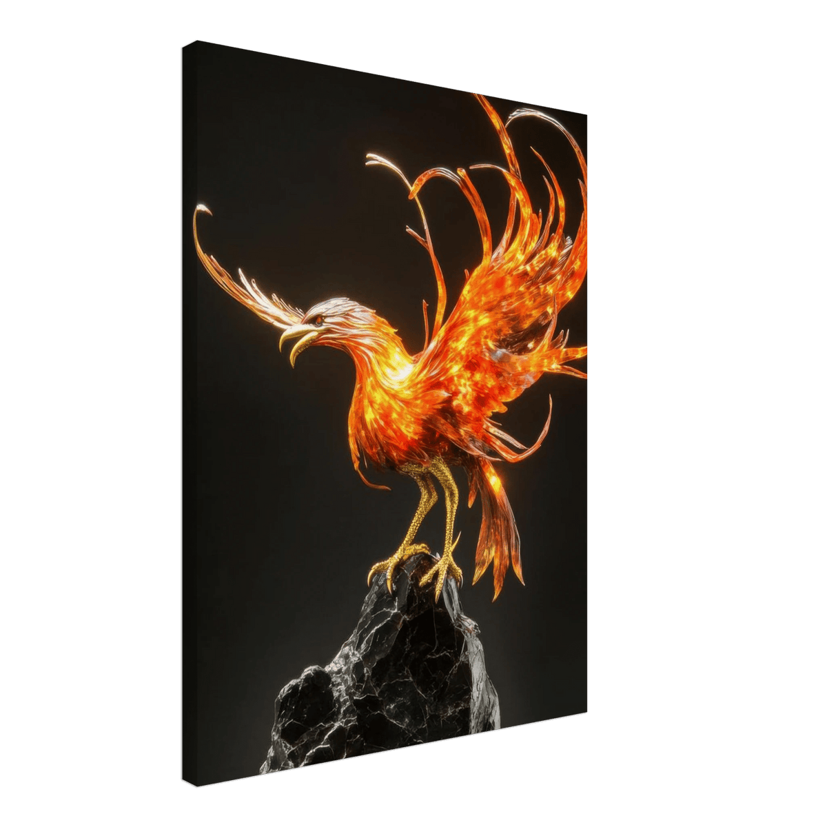 A sculpture of a bird on a rock - Shop Ai Art WebShop - Digital Art online Store