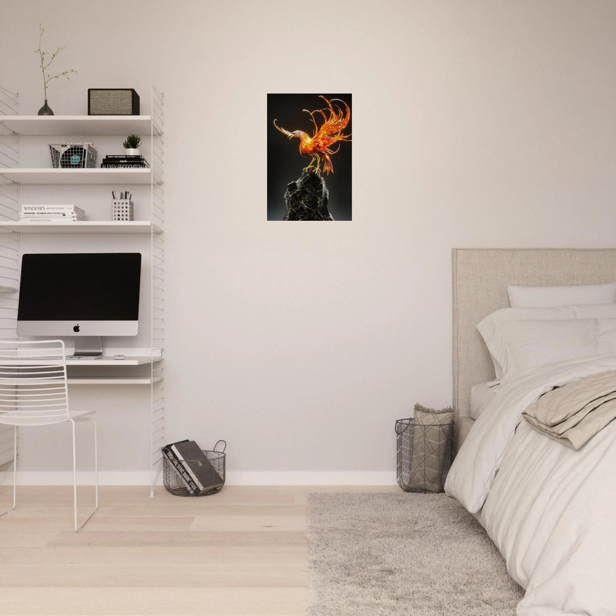 A sculpture of a bird on a rock - Shop Ai Art WebShop - Digital Art online Store