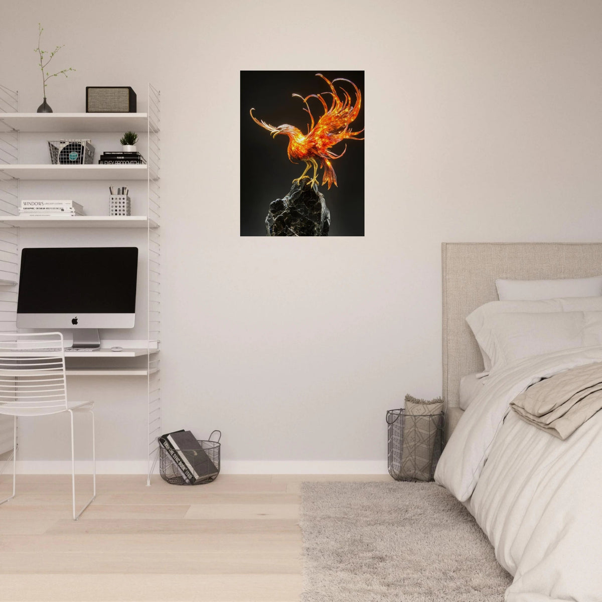 A sculpture of a bird on a rock - Shop Ai Art WebShop - Digital Art online Store