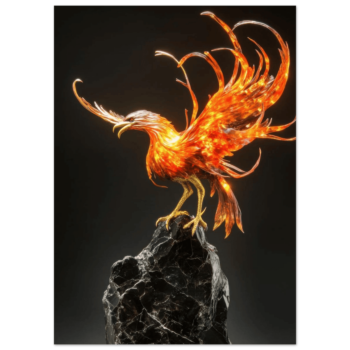 A sculpture of a bird on a rock - Shop Ai Art WebShop - Digital Art online Store